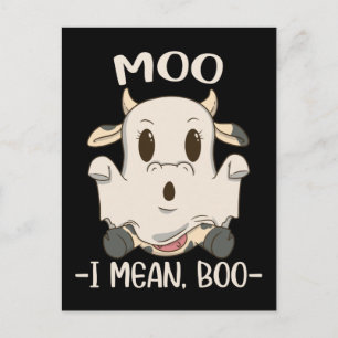 Niedlich Cow Moo Halloween Ghost Boo Postkarte