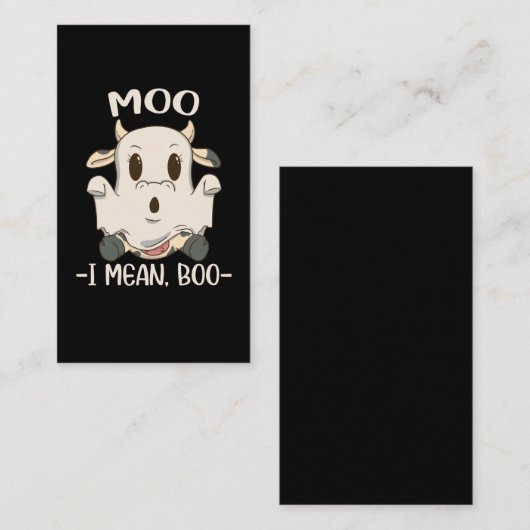 Niedlich Cow Moo Halloween Ghost Boo Visitenkarte (Vorne/Hinten)