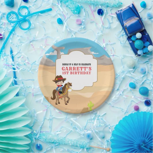 Niedlich Cowboy 1. Geburtstag Party Pappteller (Party)