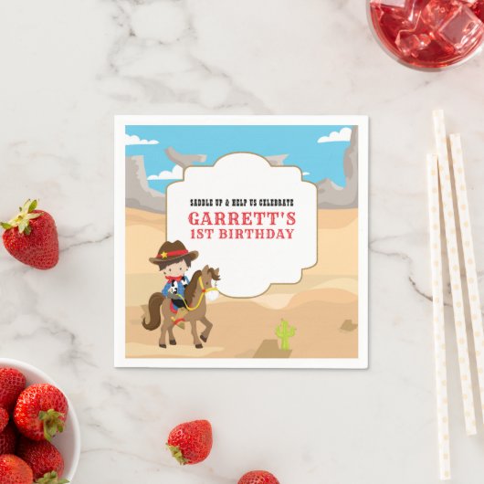 Niedlich Cowboy 1. Geburtstag Party Serviette (Beispiel)