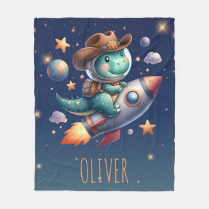 Niedlich Cowboy Astronaut Dinosaurier Riding Space Fleecedecke