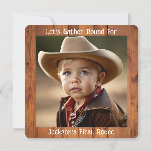 Niedlich Cowboy First Rodeo Geburtstag Einladung (Vorderseite)