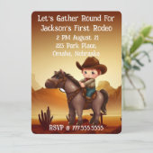 Niedlich Cowboy First Rodeo Geburtstag Einladung (Stehend Vorderseite)