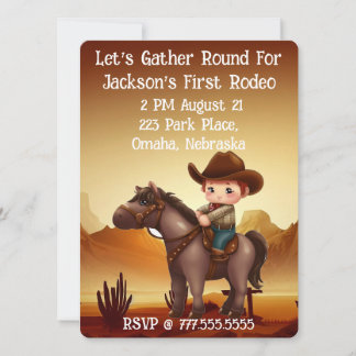 Niedlich Cowboy First Rodeo Geburtstag Einladung