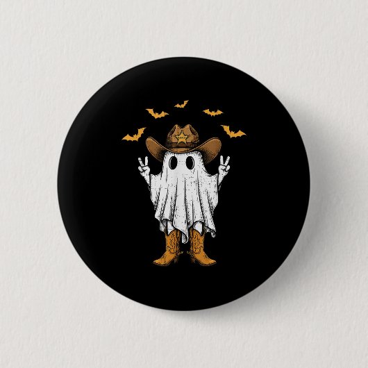 Niedlich Cowboy Ghost Sheriff Peace Funny Hallowee Button (Vorderseite)