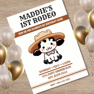 Niedlich Cowboy Hat 1. Geburtstag Party Einladung