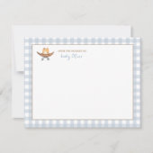 Niedlich Cowboy Hat Blue Gingham Personalisiert Dankeskarte (Vorderseite)