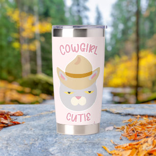 Niedlich Cowboy Hat Country Cat Fun Motto Thermobecher