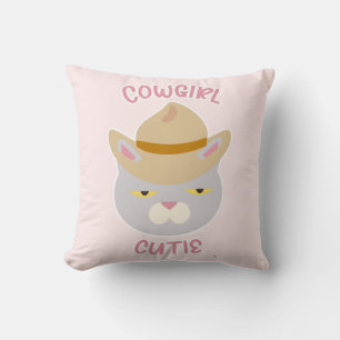 Niedlich Cowboy Hat Cowgirl Fun Cat Slogan Kissen