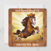 Niedlich Cowboy Horse First Rodeo Geburtstag Einladung (Vorderseite)
