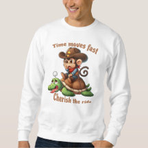 Niedlich Cowboy Monkey Riding Turtle