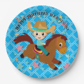 Niedlich Cowboy Rodeo Western Geburtstag Pappteller (Vorderseite)