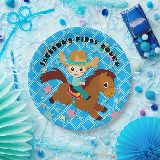 Niedlich Cowboy Rodeo Western Geburtstag Pappteller (Party)