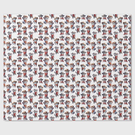 Niedlich Cowboy Snow Leopard Geschenkpapier (Flach)