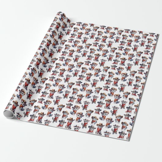 Niedlich Cowboy Snow Leopard Geschenkpapier (Ungerollt)
