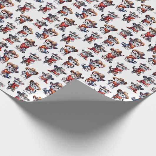 Niedlich Cowboy Snow Leopard Geschenkpapier (Ecke)