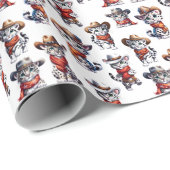 Niedlich Cowboy Snow Leopard Geschenkpapier (Rolleneckpunkt)