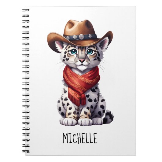 Niedlich Cowboy Snow Leopard Name Notizblock (Vorderseite)