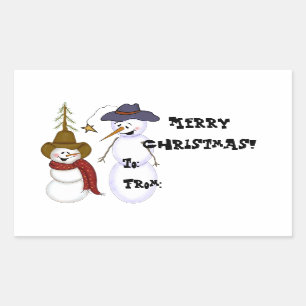 Niedlich Cowboy Snowman-Geschenktag Rechteckiger Aufkleber