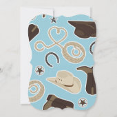 Niedlich Cowboy Theme Babydusche Invite Blue Brown Einladung (Rückseite)