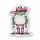 Niedlich Cowgirl Frosch Vinyl Aufkleber (Vorderseite)