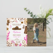 Niedlich Cowgirl Geburtstag Foto Einladung (Stehend Vorderseite)