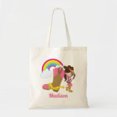 Niedlich Cowgirl Rainbow Personalisiert Rosa Rodeo Tragetasche (Vorne)