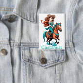 Niedlich Cowgirl Riding Pony Thunder_Cove Button (Insitu)