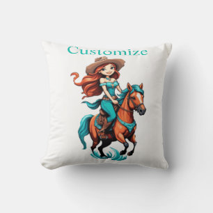 Niedlich Cowgirl Riding Pony Thunder_Cove Kissen