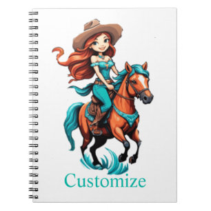 Niedlich Cowgirl Riding Pony Thunder_Cove Notizblock