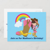 Niedlich Cowgirl Rodeo Geburtstagsparty Einladung Postkarte (Vorne/Hinten)