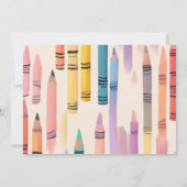 Niedlich Crayon Pastel Little Artist Foto Geburtst Einladung (Rückseite)