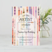 Niedlich Crayon Pastel Little Artist Geburtstag Einladung (Stehend Vorderseite)
