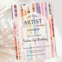 Niedlich Crayon Pastel Little Artist Geburtstag