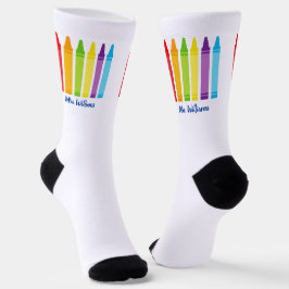 Niedlich Crayon Personalisiert Kindergarten Lehrer Socken