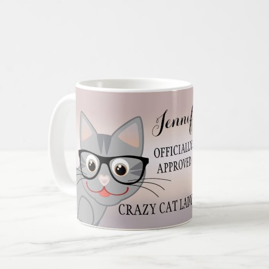 Niedlich Crazy Cat Lady Personalisierte Mug Kaffeetasse (Vorderseite Links)
