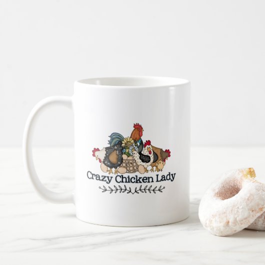 Niedlich Crazy Chicken Lady Kaffeetasse (Mit Donut)