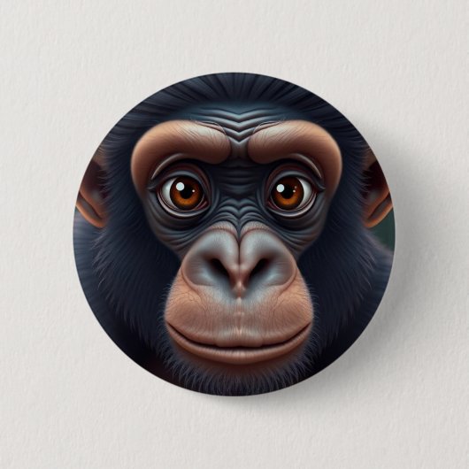 Niedlich Crazy Funny Chimpanzee Anime Portrait Button (Vorderseite)