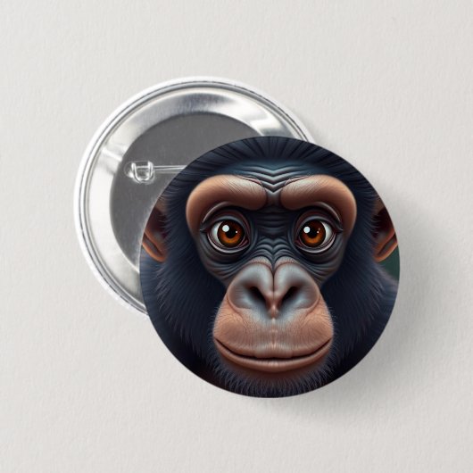 Niedlich Crazy Funny Chimpanzee Anime Portrait Button (Vorne & Hinten)