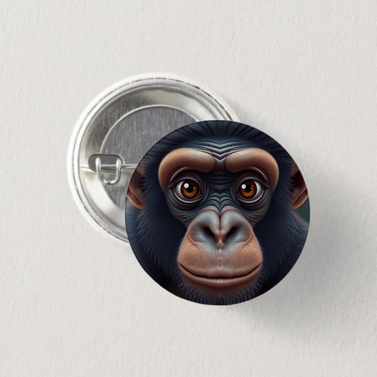 Niedlich Crazy Funny Chimpanzee Anime Portrait Button (Vorne & Hinten)