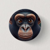 Niedlich Crazy Funny Chimpanzee Anime Portrait Button (Vorderseite)