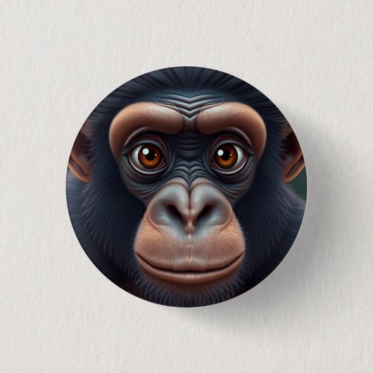 Niedlich Crazy Funny Chimpanzee Anime Portrait Button (Vorderseite)