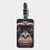 Niedlich Crazy Funny Chimpanzee Anime Portrait Gepäckanhänger (Vorderseite vertikal)