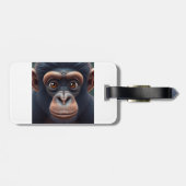 Niedlich Crazy Funny Chimpanzee Anime Portrait Gepäckanhänger (Rückseite horizontal)