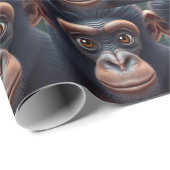 Niedlich Crazy Funny Chimpanzee Anime Portrait Geschenkpapier (Rolleneckpunkt)