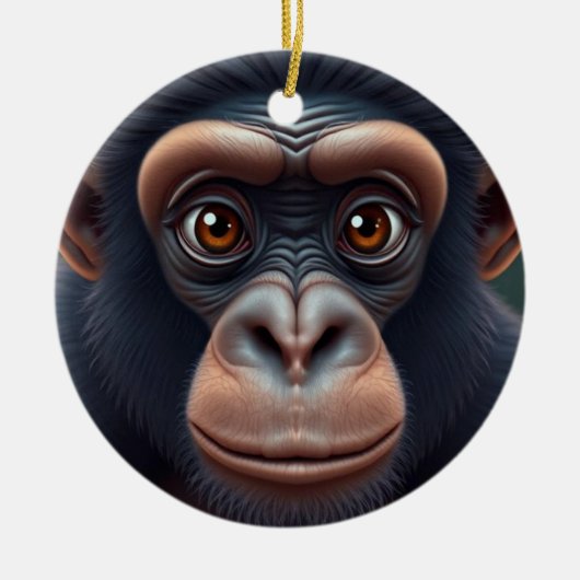 Niedlich Crazy Funny Chimpanzee Anime Portrait Keramik Ornament (Vorne)