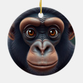Niedlich Crazy Funny Chimpanzee Anime Portrait Keramik Ornament (Hinten)