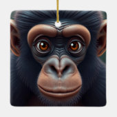 Niedlich Crazy Funny Chimpanzee Anime Portrait Keramikornament (Rückseite)