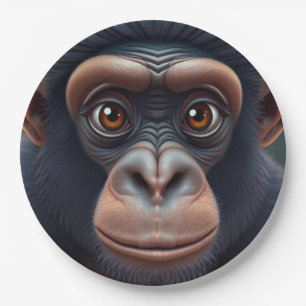 Niedlich Crazy Funny Chimpanzee Anime Portrait Pappteller
