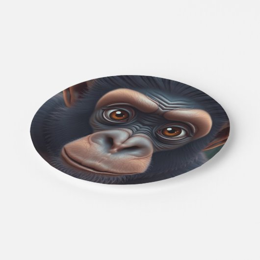 Niedlich Crazy Funny Chimpanzee Anime Portrait Pappteller (Schrägansicht)
